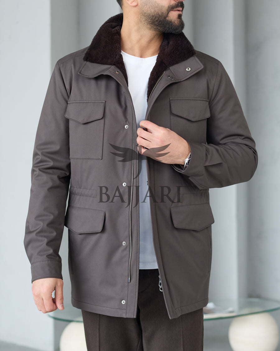 BAJJARI MAN Traveller Jacket Soft Rabbit Rex fur lined interior: Waterproof fabric