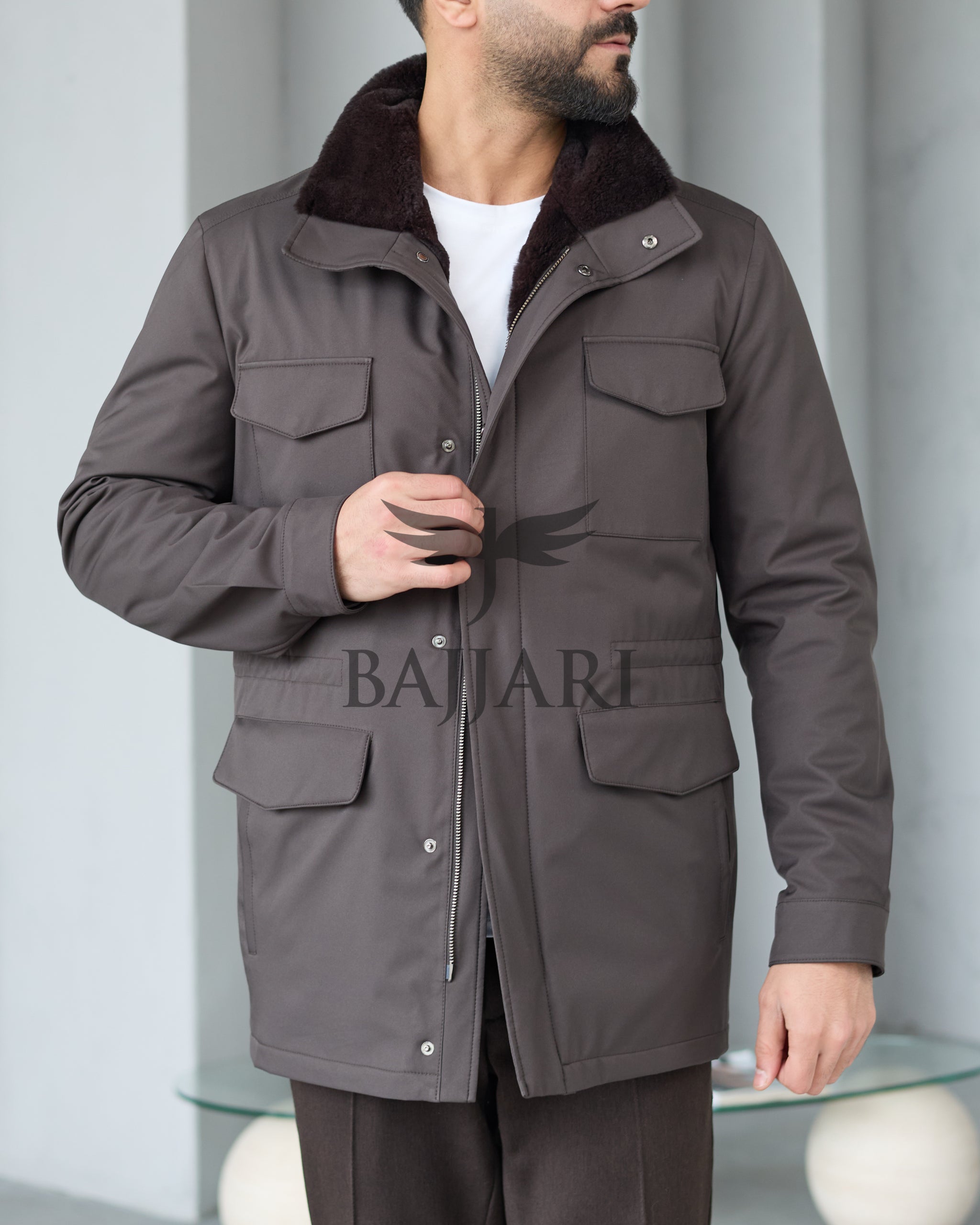 BAJJARI MAN Traveller Jacket Soft Rabbit Rex fur lined interior: Waterproof fabric