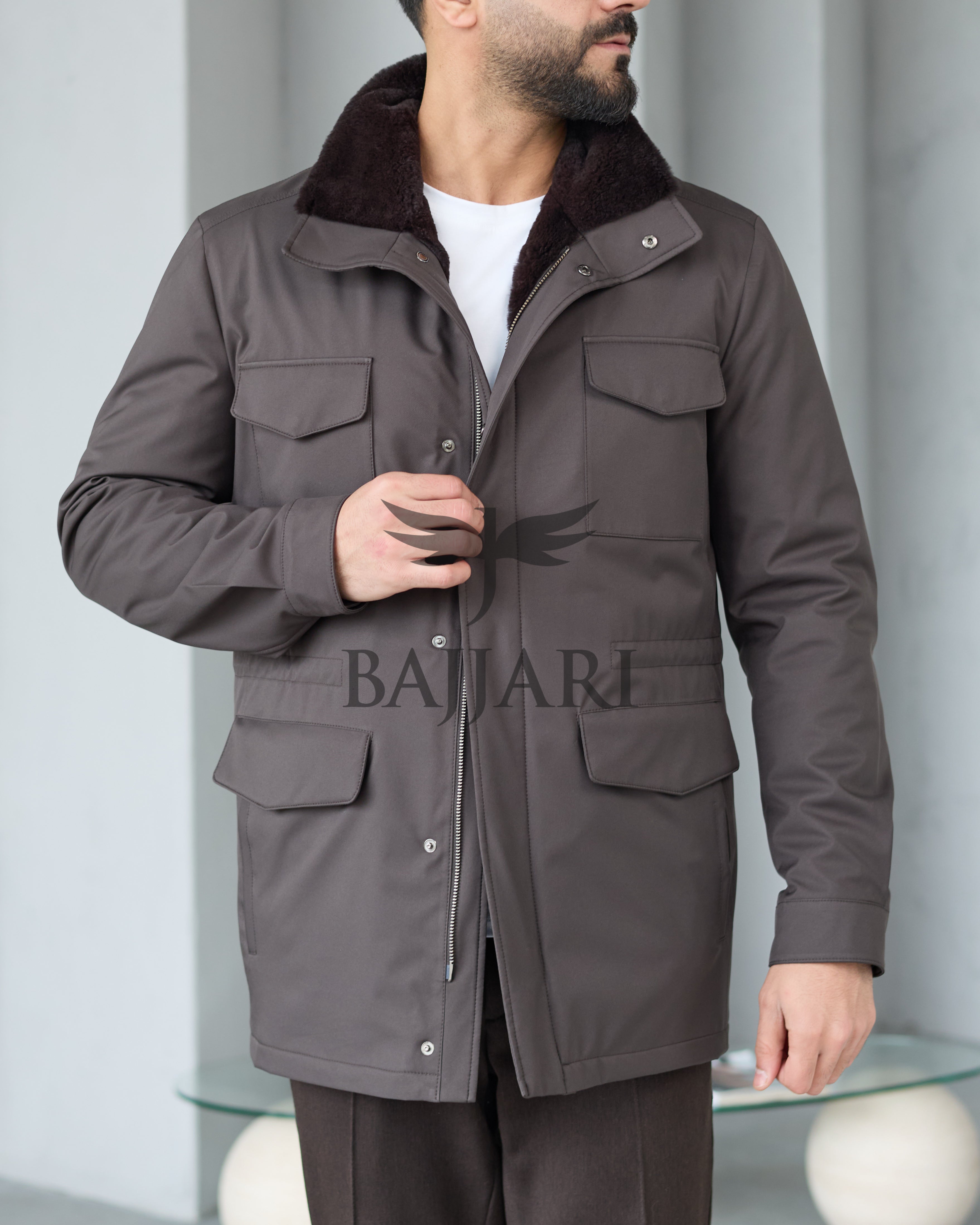 BAJJARI MAN Traveller Jacket Soft Rabbit Rex fur lined interior: Waterproof fabric