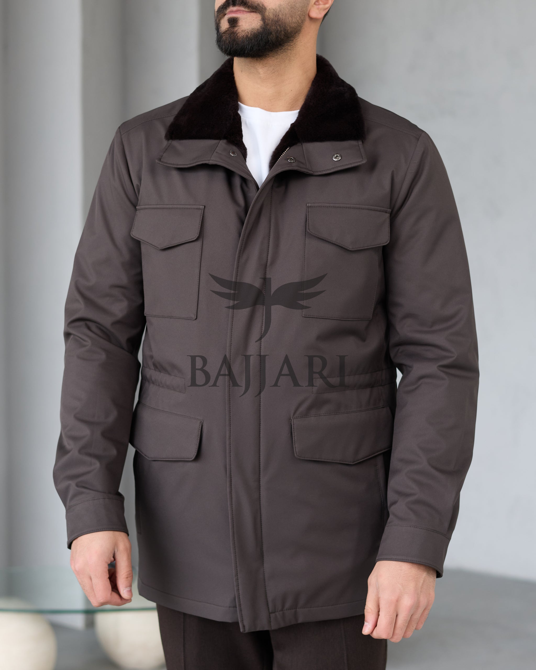 BAJJARI MAN Traveller Jacket Soft Rabbit Rex fur lined interior: Waterproof fabric