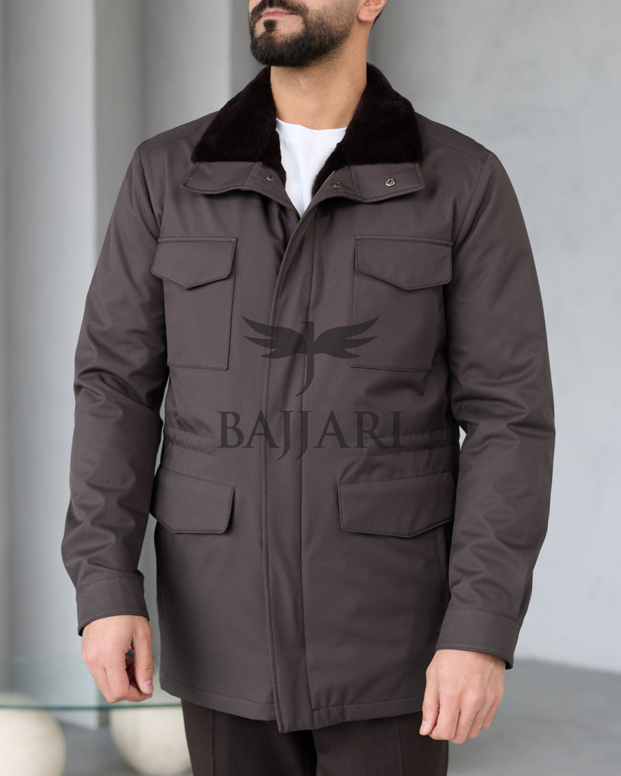 BAJJARI MAN Traveller Jacket Soft Rabbit Rex fur lined interior: Waterproof fabric
