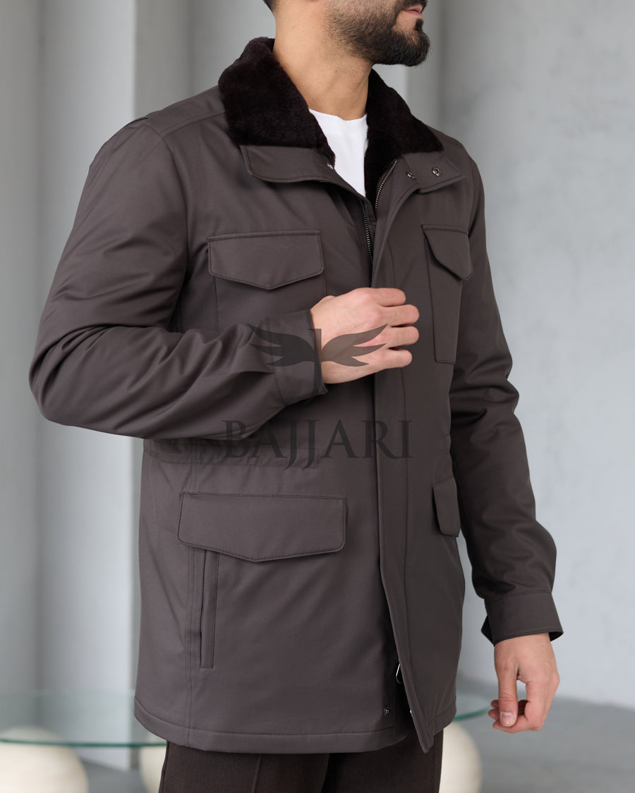 BAJJARI MAN Traveller Jacket Soft Rabbit Rex fur lined interior: Waterproof fabric