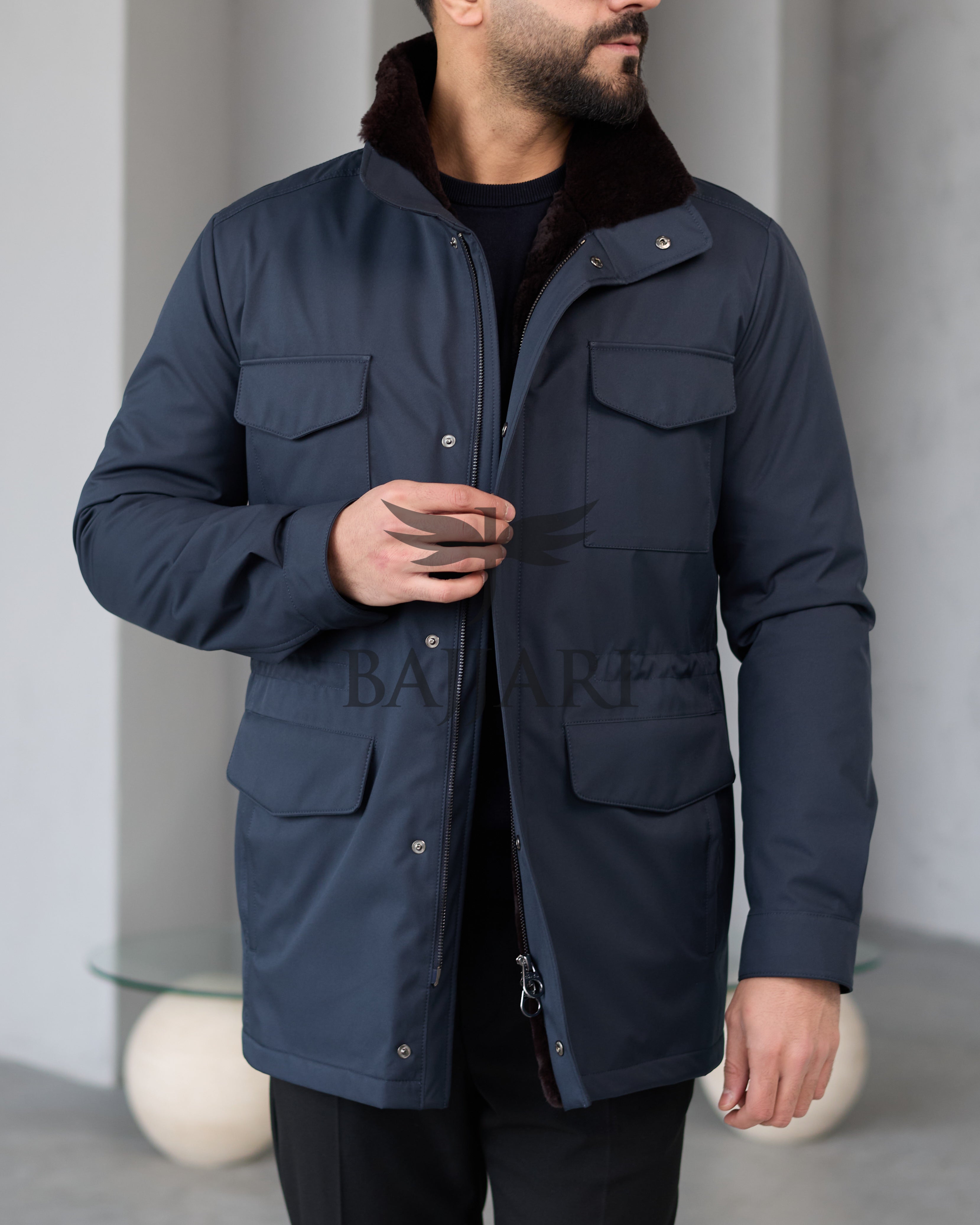 BAJJARI MAN Traveller Jacket Soft Rabbit Rex fur lined interior: Waterproof fabric