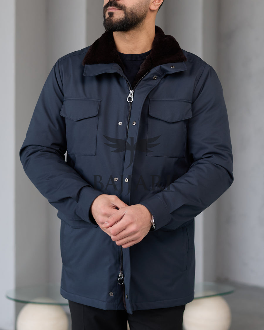 BAJJARI MAN Traveller Jacket Soft Rabbit Rex fur lined interior: Waterproof fabric