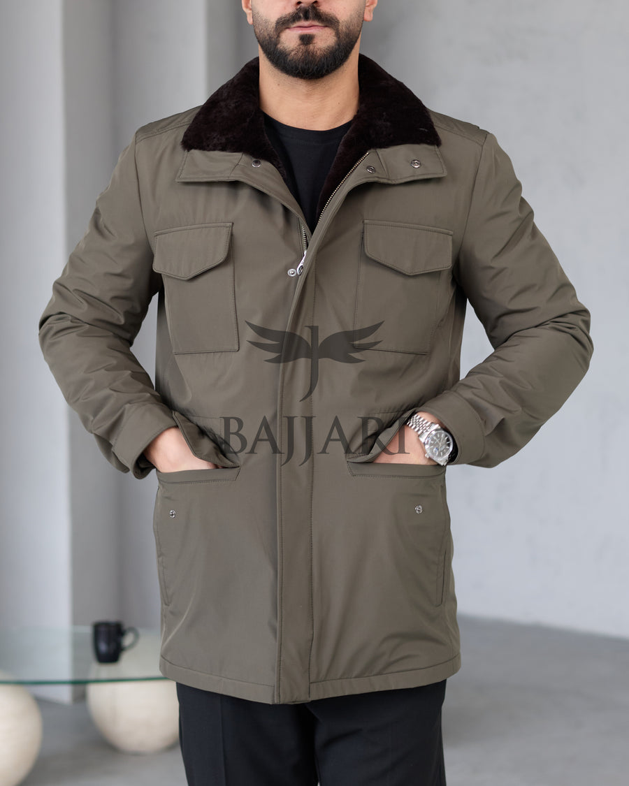 BAJJARI MAN Traveller Jacket Soft Rabbit Rex fur lined interior: Waterproof fabric