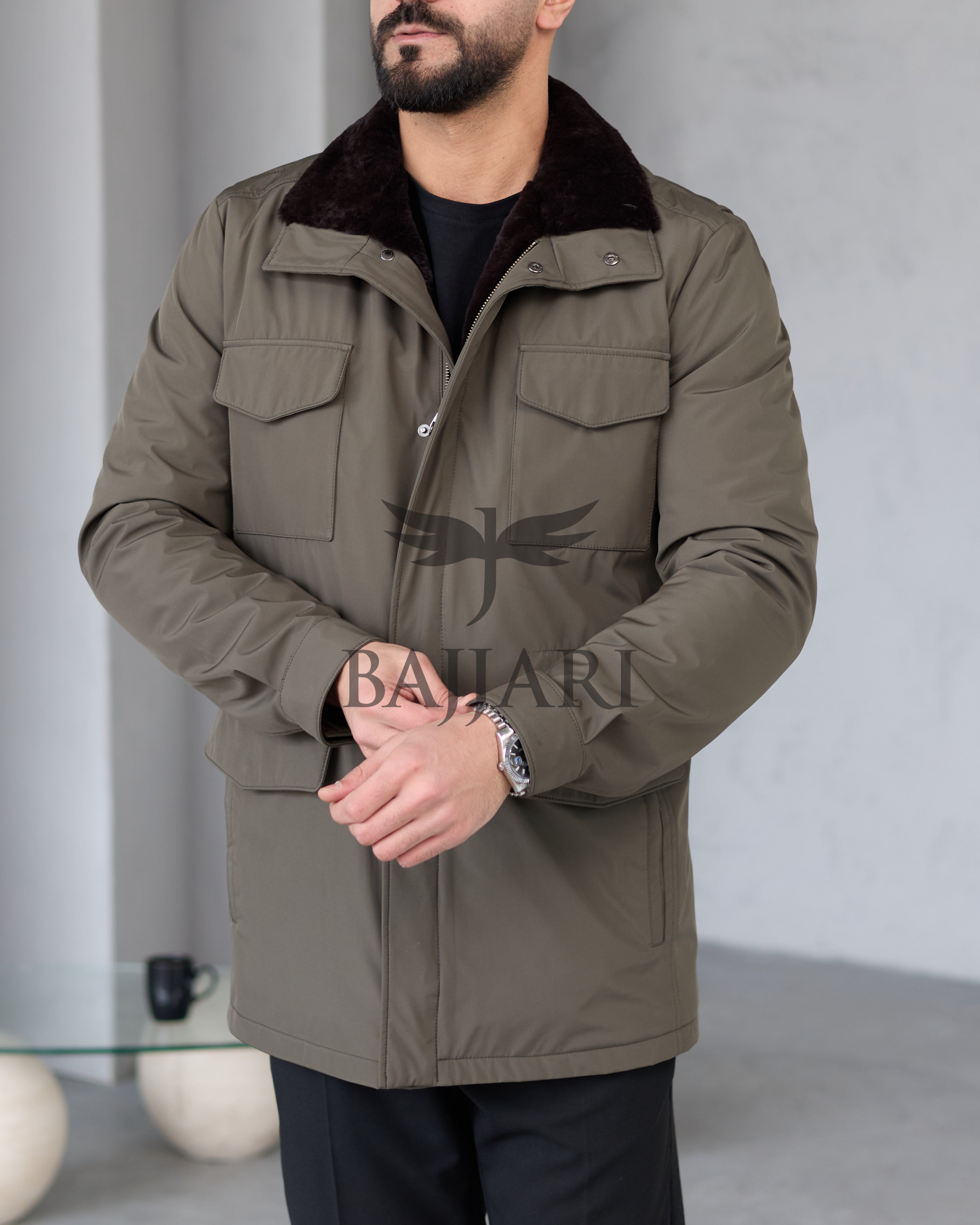 BAJJARI MAN Traveller Jacket Soft Rabbit Rex fur lined interior: Waterproof fabric