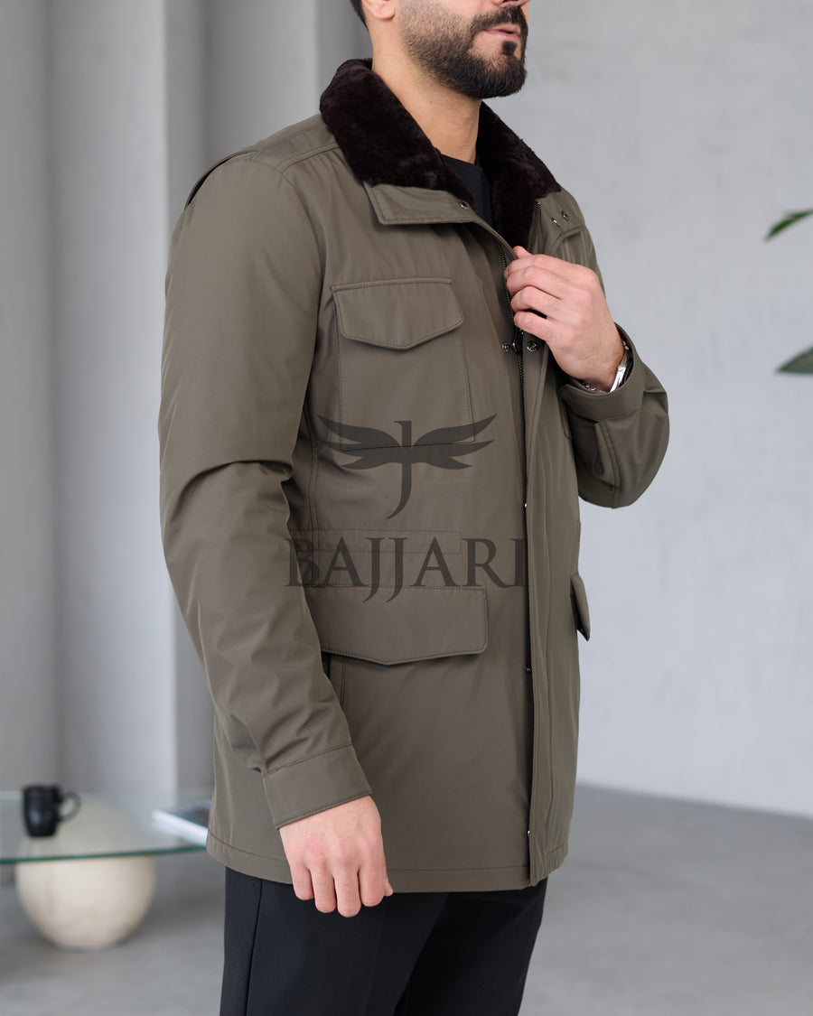 BAJJARI MAN Traveller Jacket Soft Rabbit Rex fur lined interior: Waterproof fabric
