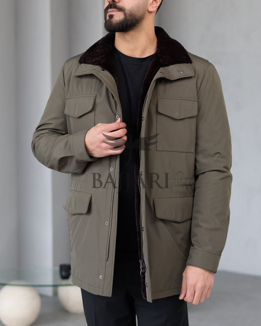 BAJJARI MAN Traveller Jacket Soft Rabbit Rex fur lined interior: Waterproof fabric