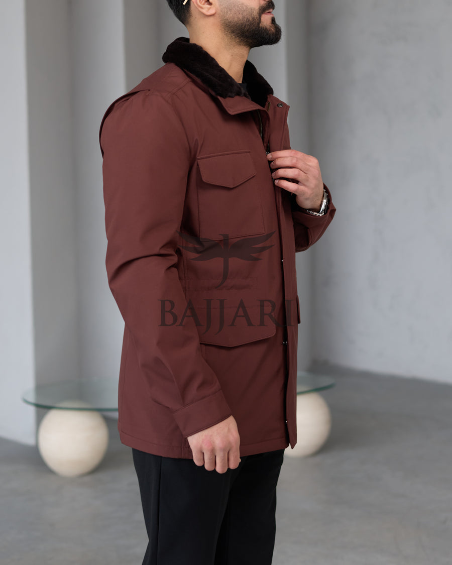 BAJJARI MAN Traveller Jacket Soft Rabbit Rex fur lined interior: Waterproof fabric