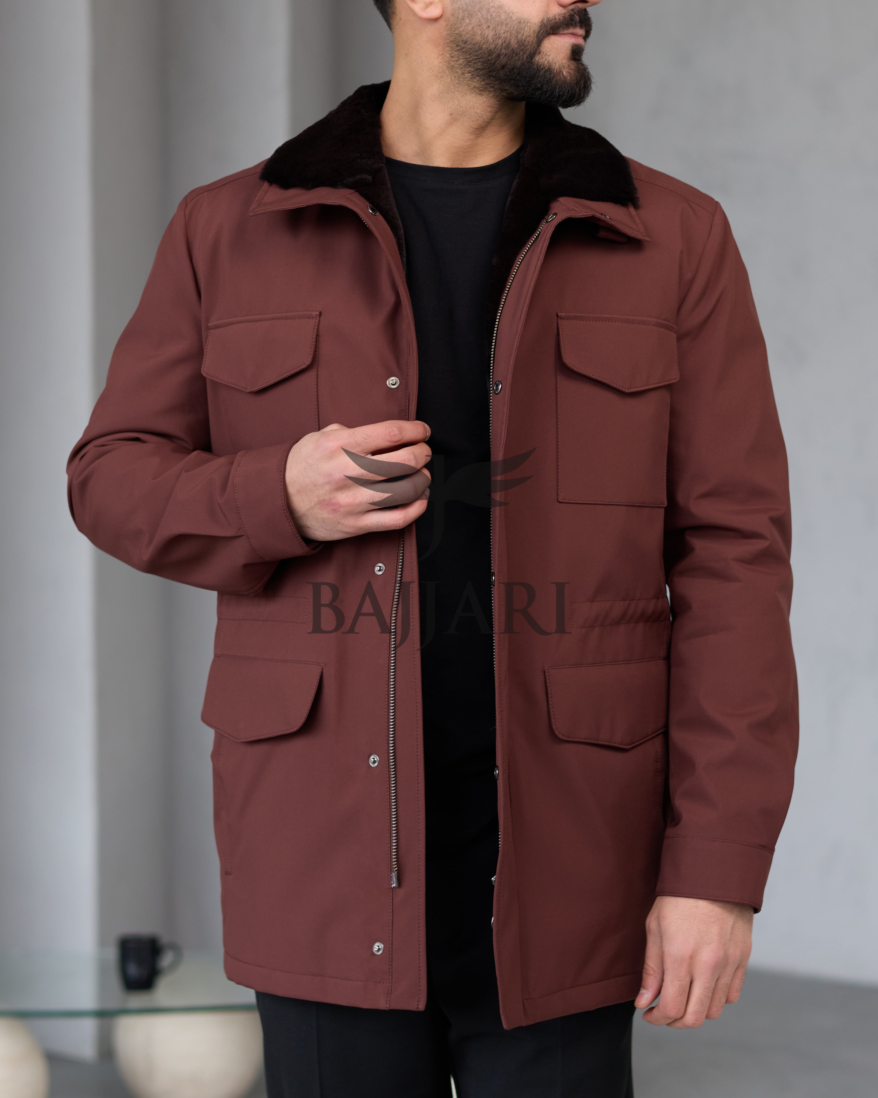 BAJJARI MAN Traveller Jacket Soft Rabbit Rex fur lined interior: Waterproof fabric