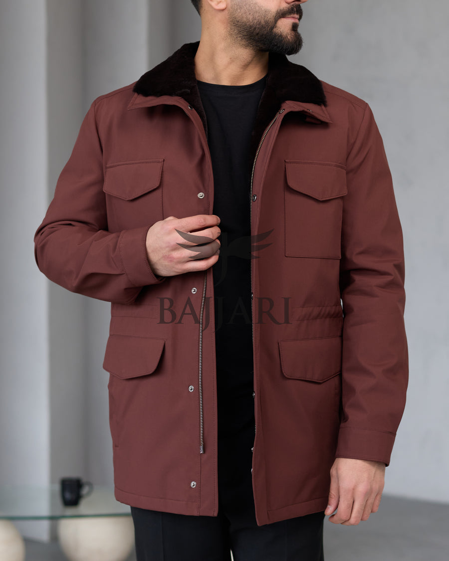 BAJJARI MAN Traveller Jacket Soft Rabbit Rex fur lined interior: Waterproof fabric