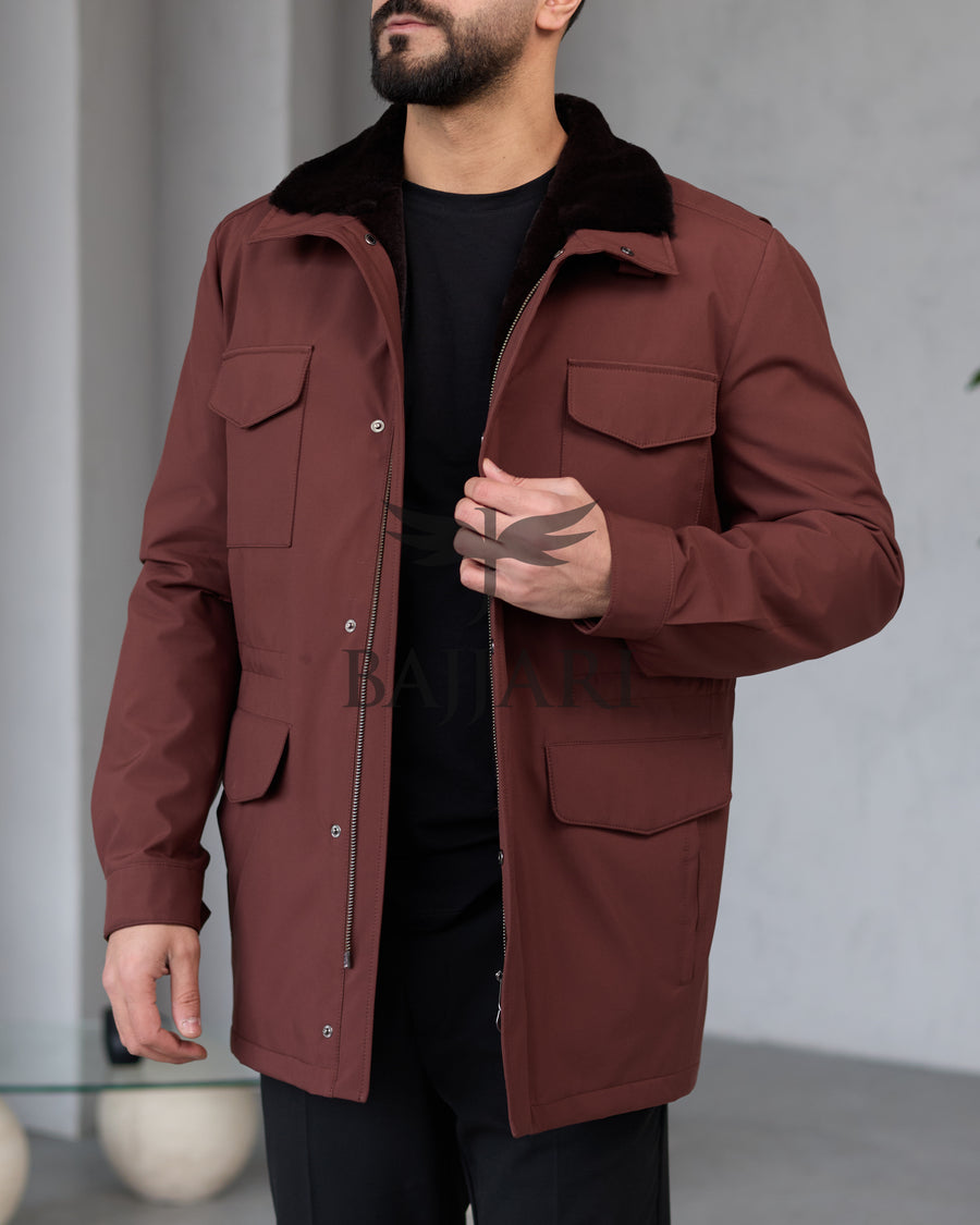 BAJJARI MAN Traveller Jacket Soft Rabbit Rex fur lined interior: Waterproof fabric