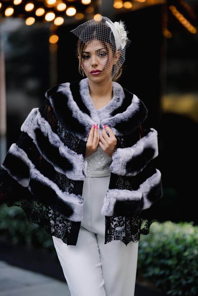 Black Silver Rabbit Rex Shawl