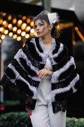 Black Silver Rabbit Rex Shawl