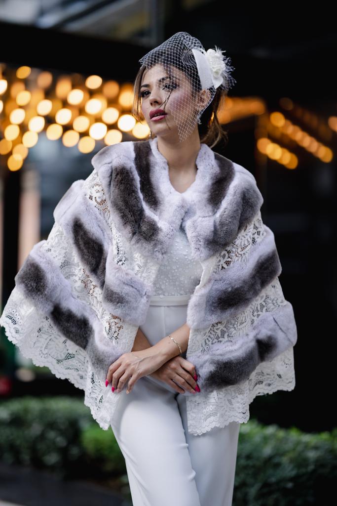 White Black Rabbit Rex Shawl