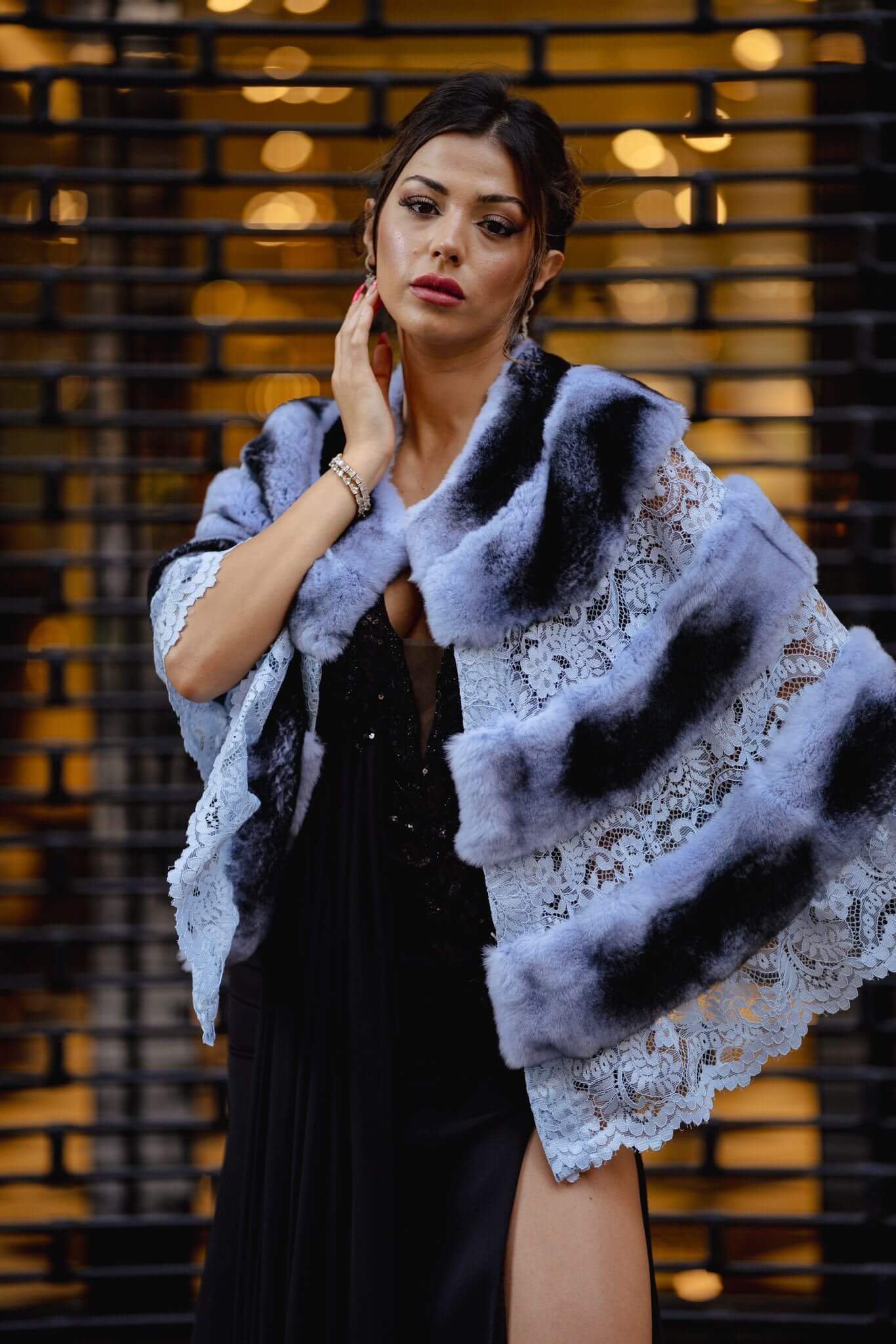 Blue Black Rabbit Rex Shawl