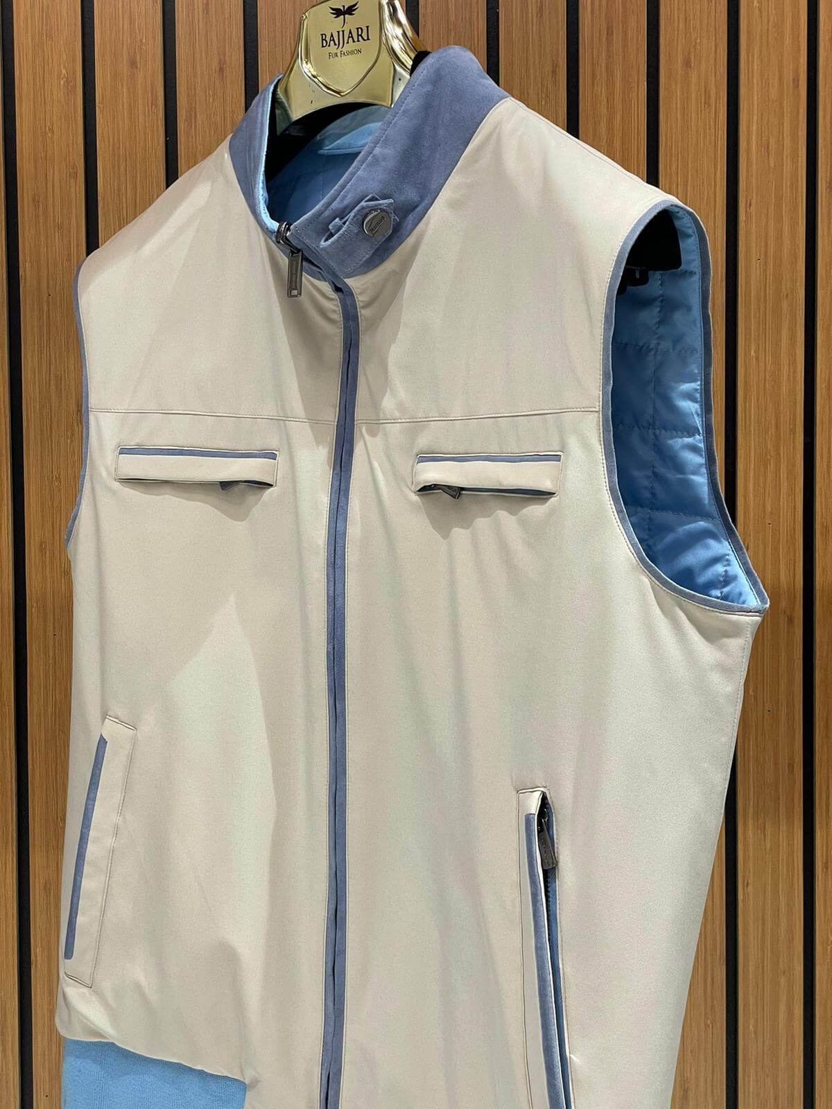 Elegant Men’s Vest with Waterproof Fabric and Knit Sleeves FN-3