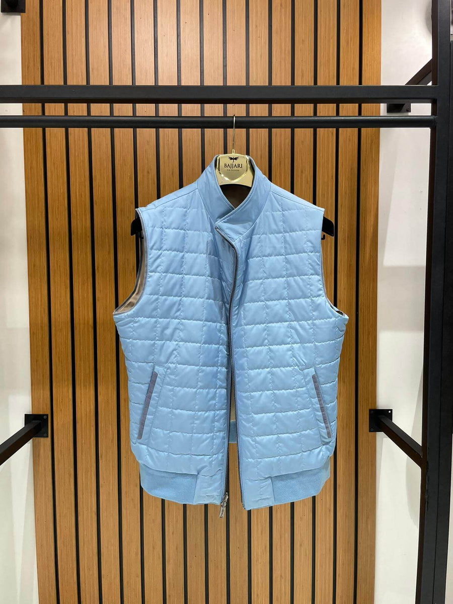 Elegant Men’s Vest with Waterproof Fabric and Knit Sleeves FN-3