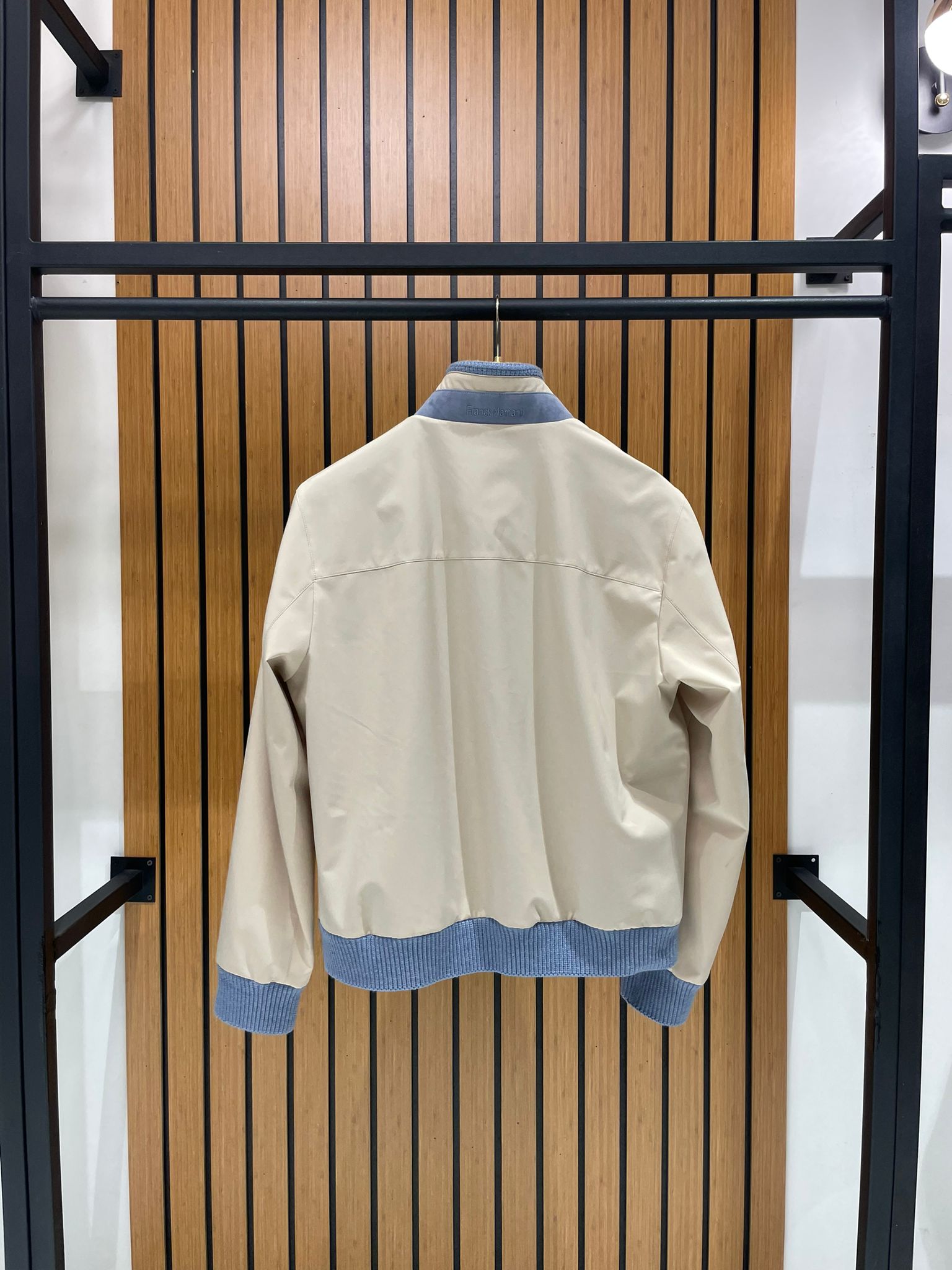 Elegant Men’s Jacket with Waterproof Fabric and Knit Sleeves FN-1