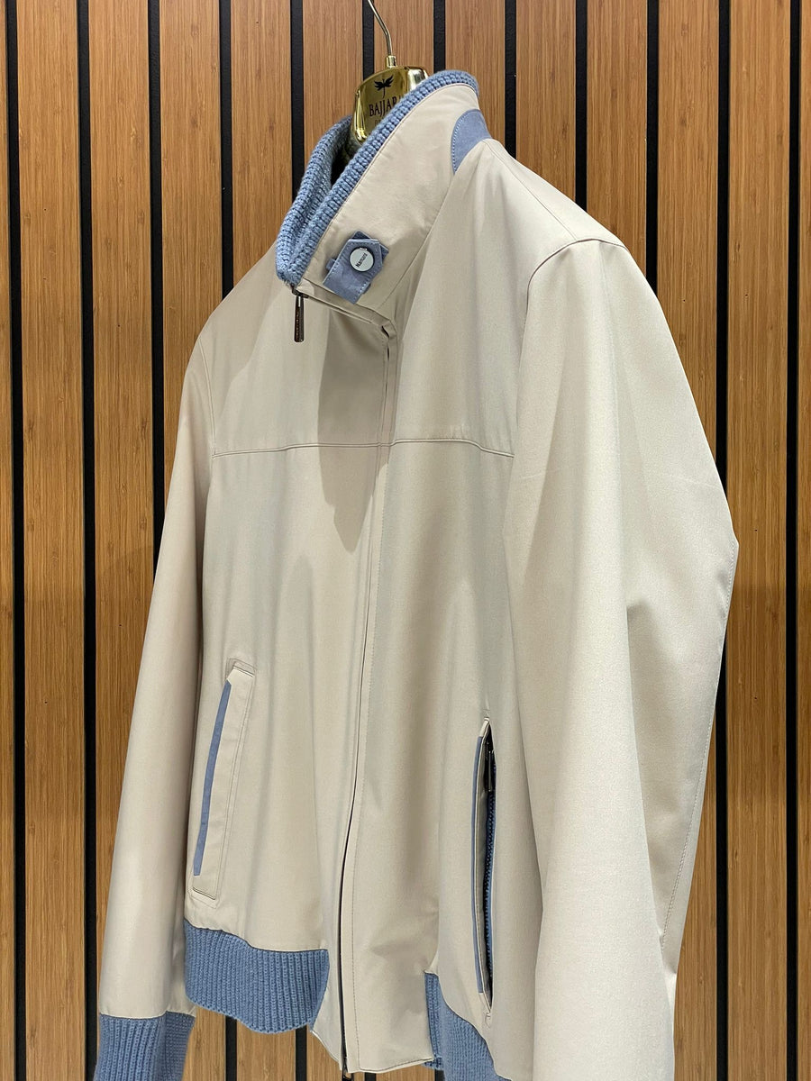 Elegant Men’s Jacket with Waterproof Fabric and Knit Sleeves FN-1
