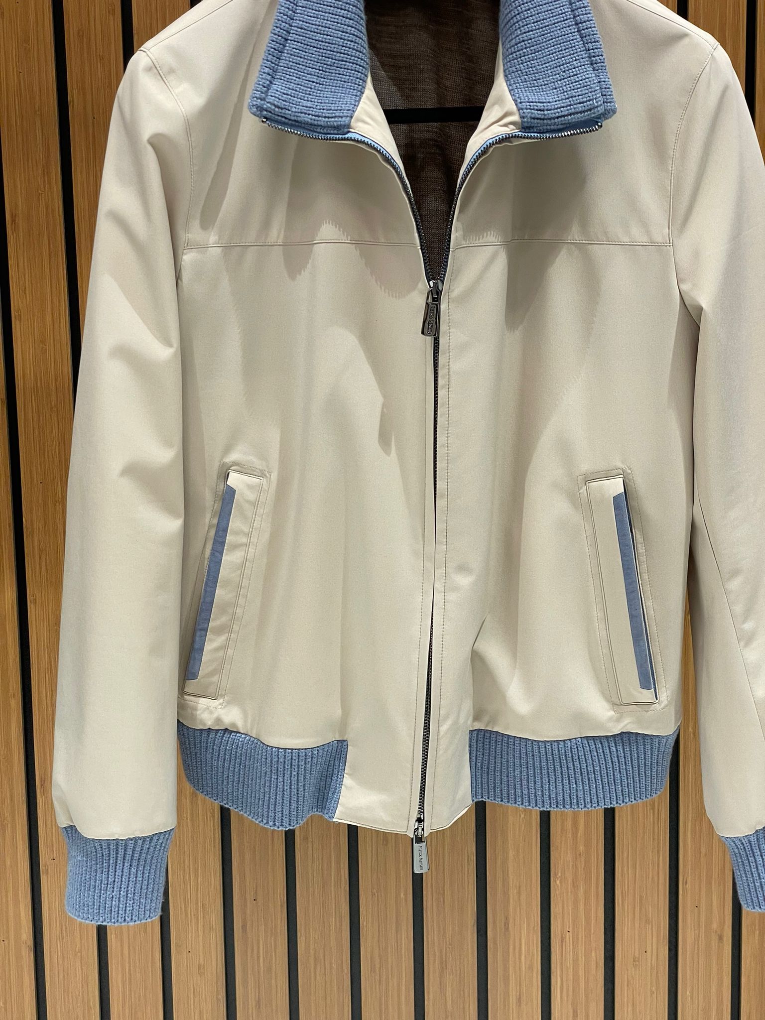 Elegant Men’s Jacket with Waterproof Fabric and Knit Sleeves FN-1
