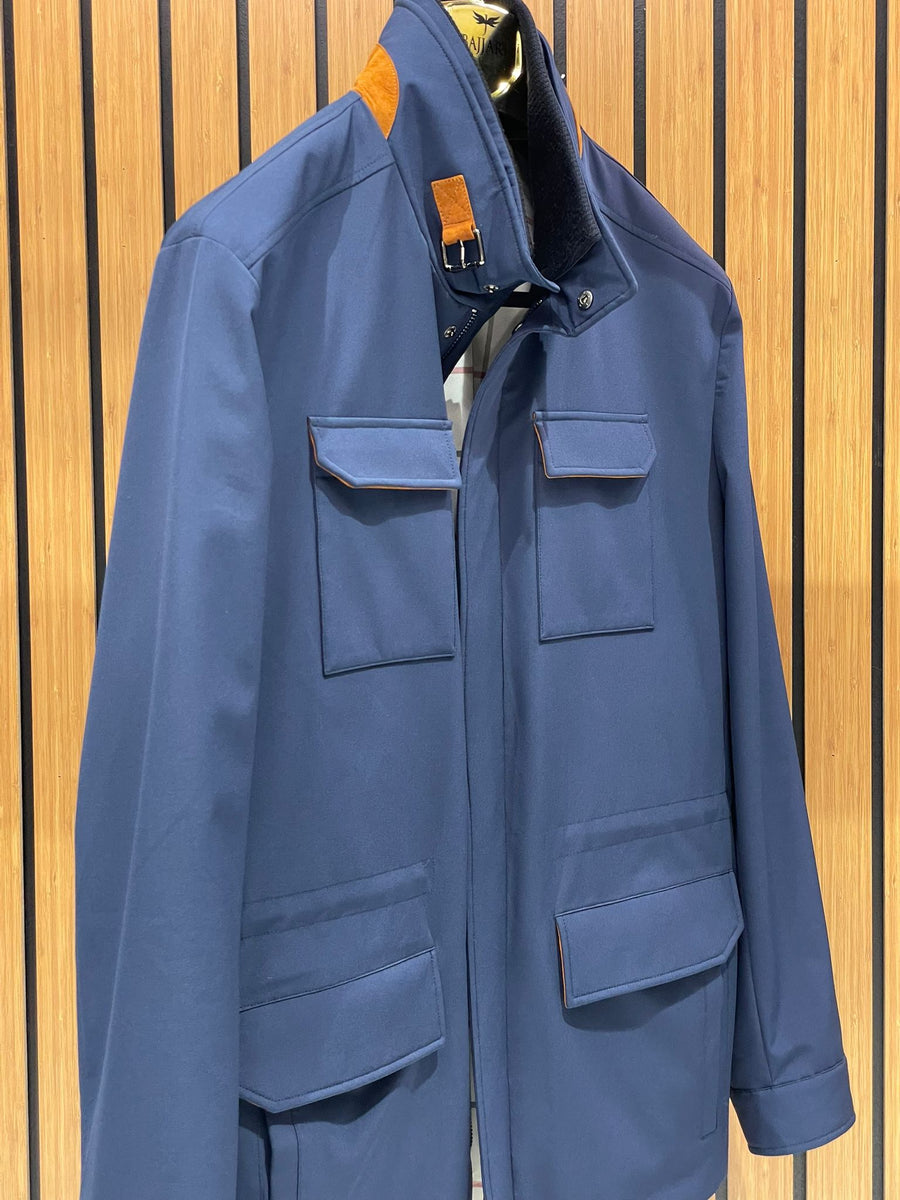 Stylish Men’s Jacket with Waterproof Fabric and Suede Details M-1009