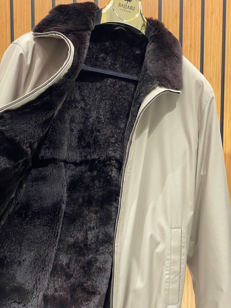 Men’s Jacket with Fur-Lined Interior and Waterproof Fabric M-936