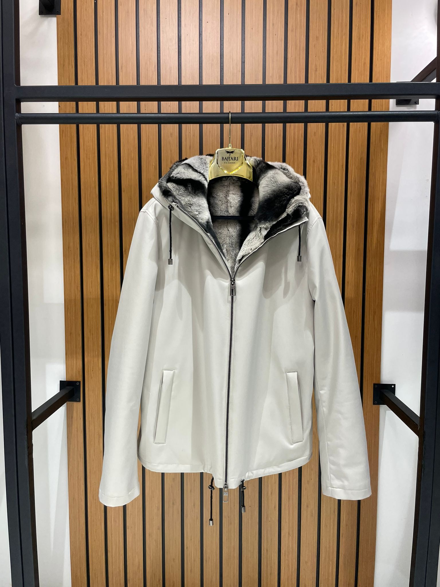 Men’s Jacket with Fur-Lined Interior, Fur-Lined Hood, and Waterproof Fabric M-284