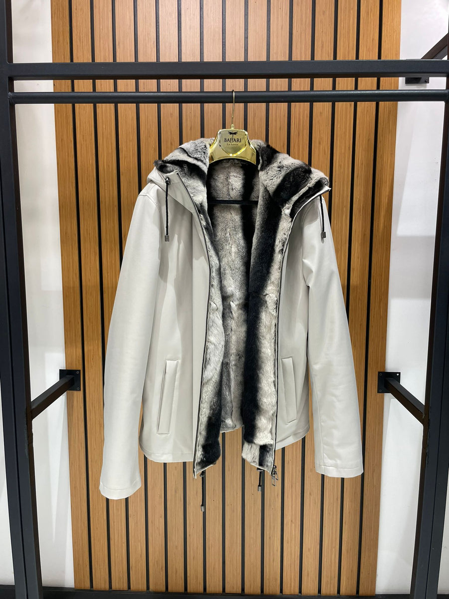 Men’s Jacket with Fur-Lined Interior, Fur-Lined Hood, and Waterproof Fabric M-284