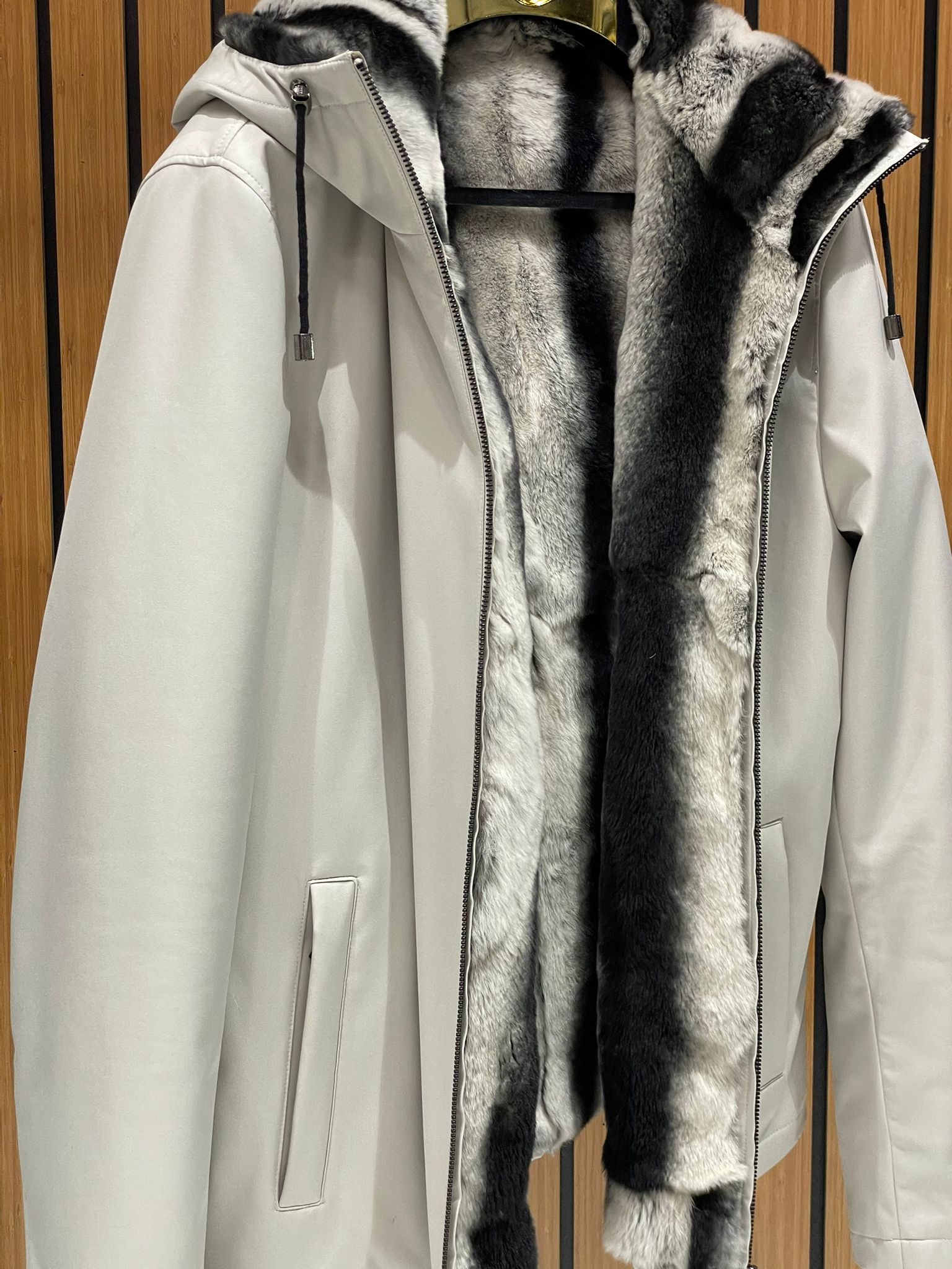 Men’s Jacket with Fur-Lined Interior, Fur-Lined Hood, and Waterproof Fabric M-284