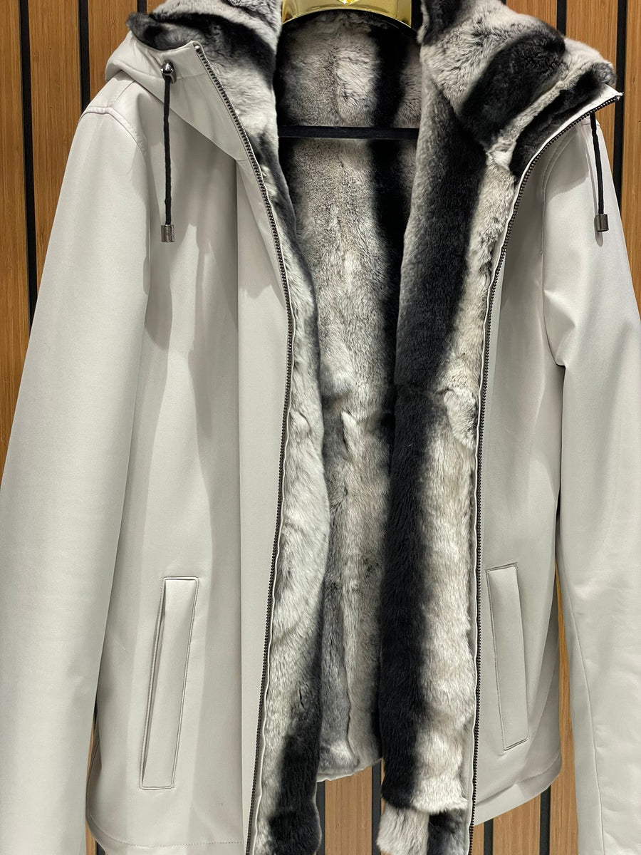 Men’s Jacket with Fur-Lined Interior, Fur-Lined Hood, and Waterproof Fabric M-284