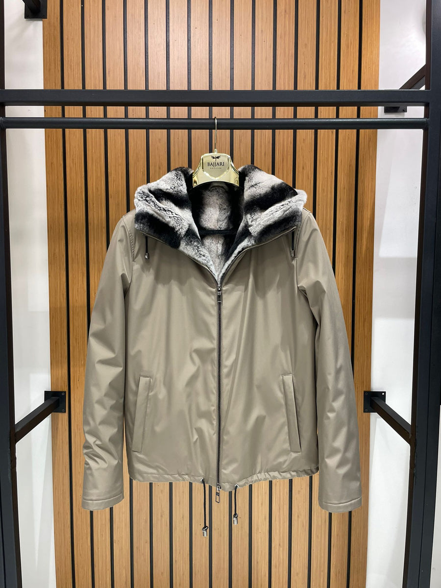 Men’s Jacket with Fur-Lined Interior, Fur-Lined Hood, and Waterproof Fabric M-284