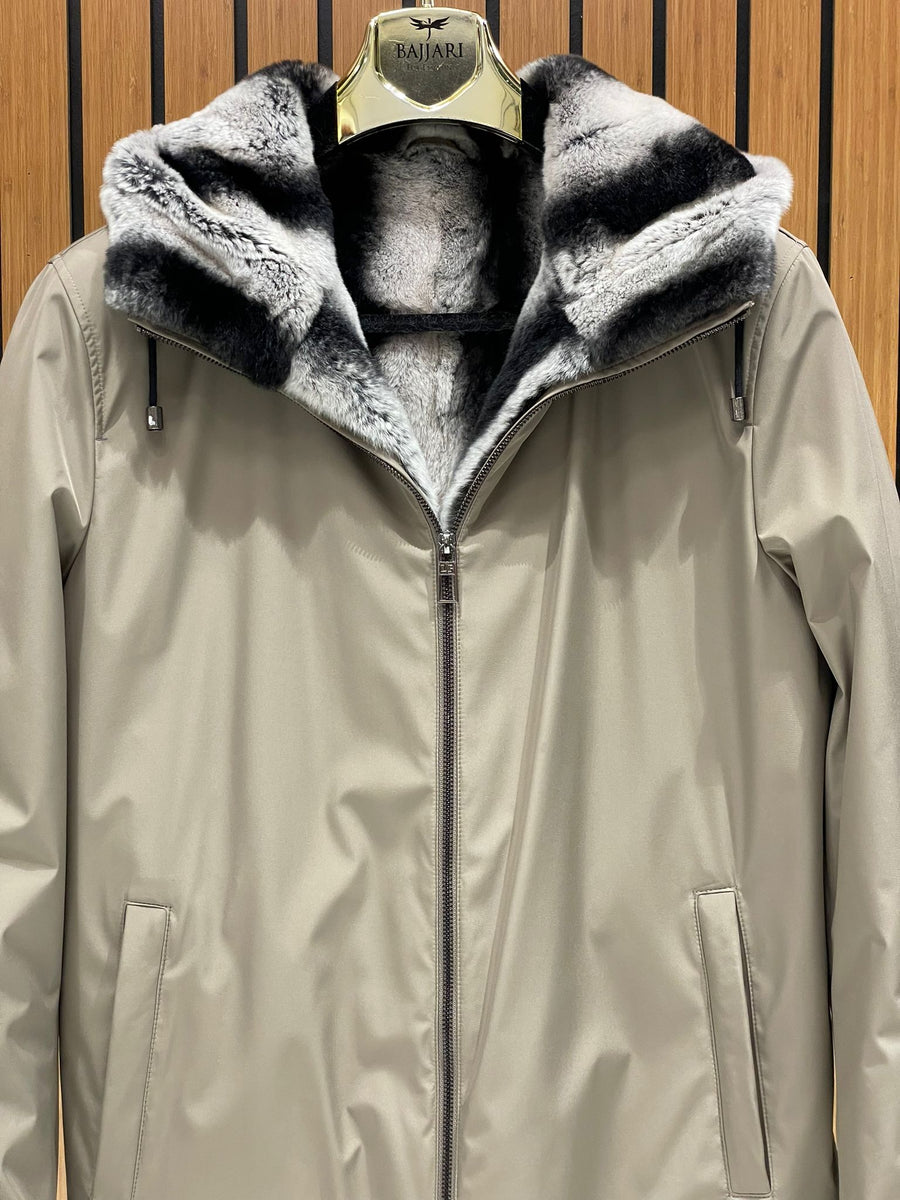 Men’s Jacket with Fur-Lined Interior, Fur-Lined Hood, and Waterproof Fabric M-284