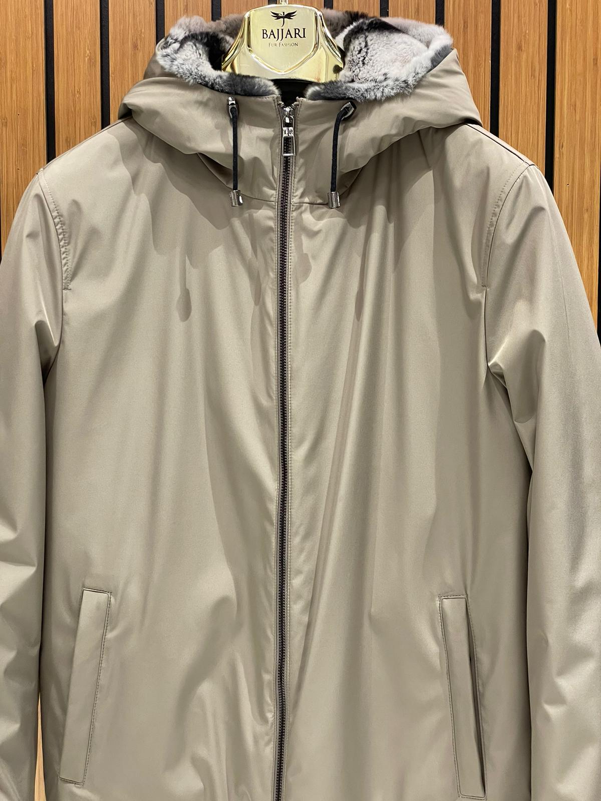 Men’s Jacket with Fur-Lined Interior, Fur-Lined Hood, and Waterproof Fabric M-284