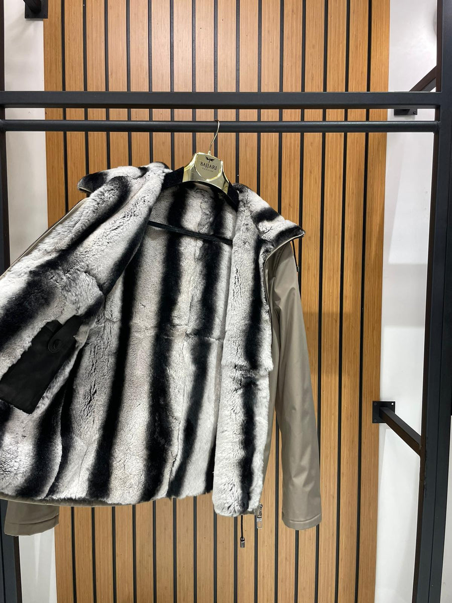 Men’s Jacket with Fur-Lined Interior, Fur-Lined Hood, and Waterproof Fabric M-284