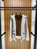 Men’s Jacket with Detachable Rabbit Fur Hood and Suede Details M-900