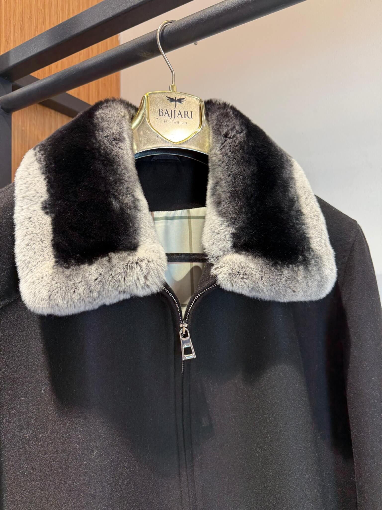 Men’s Cashmere Jacket with Rex Fur Lapel