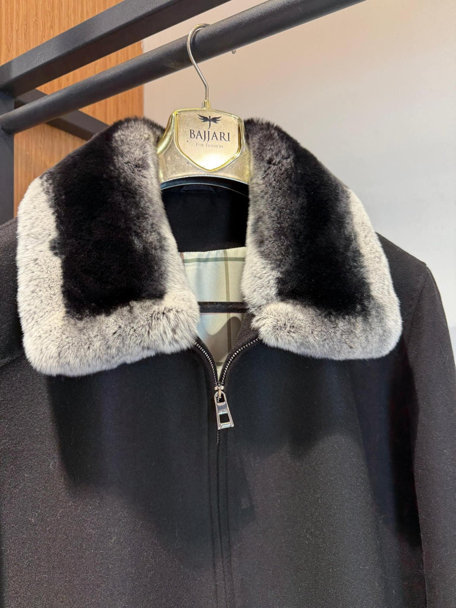 Men’s Cashmere Jacket with Rex Fur Lapel