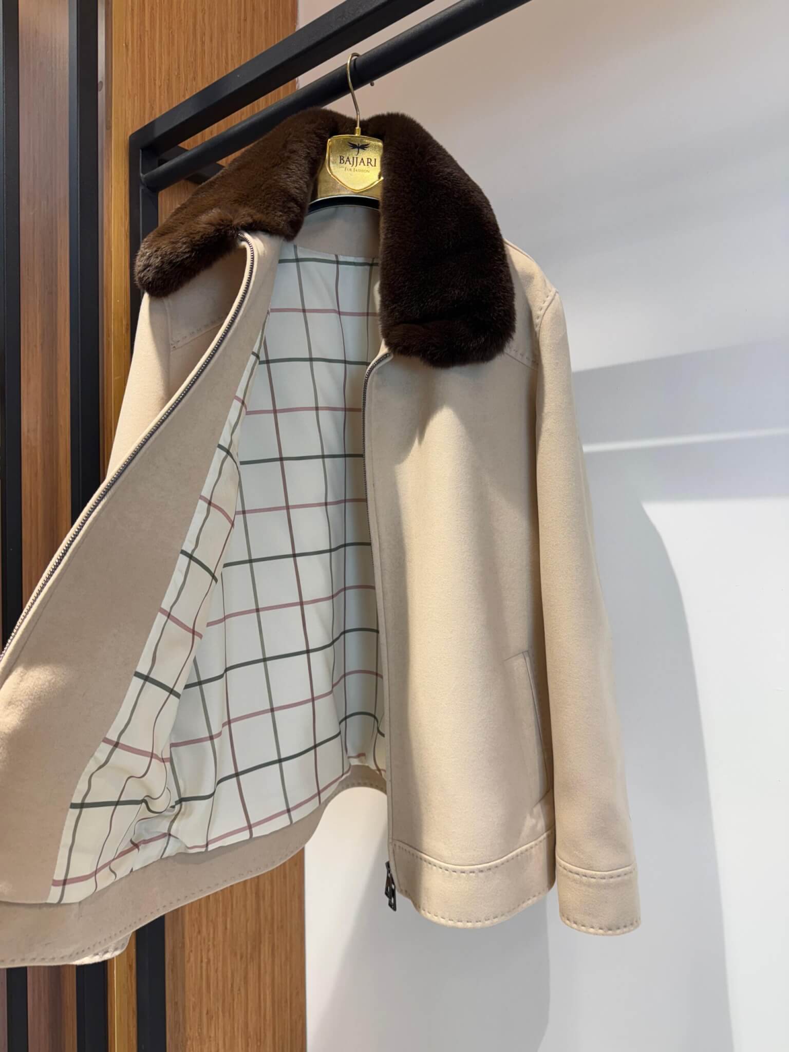 Men’s Cashmere Jacket with Rex Fur Lapel