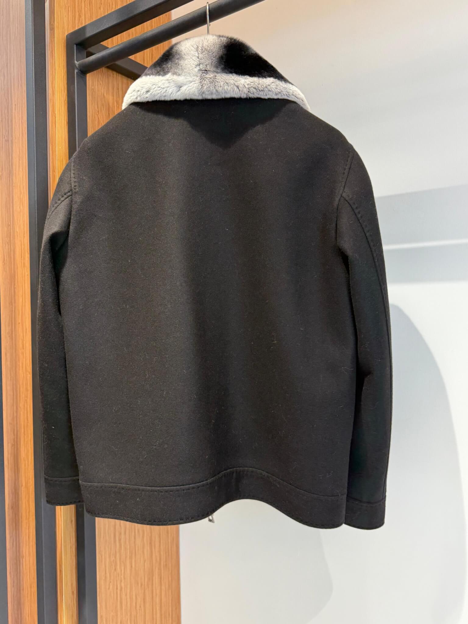 Men’s Cashmere Jacket with Rex Fur Lapel