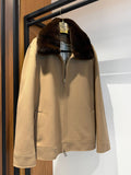Men’s Cashmere Jacket with Rex Fur Lapel