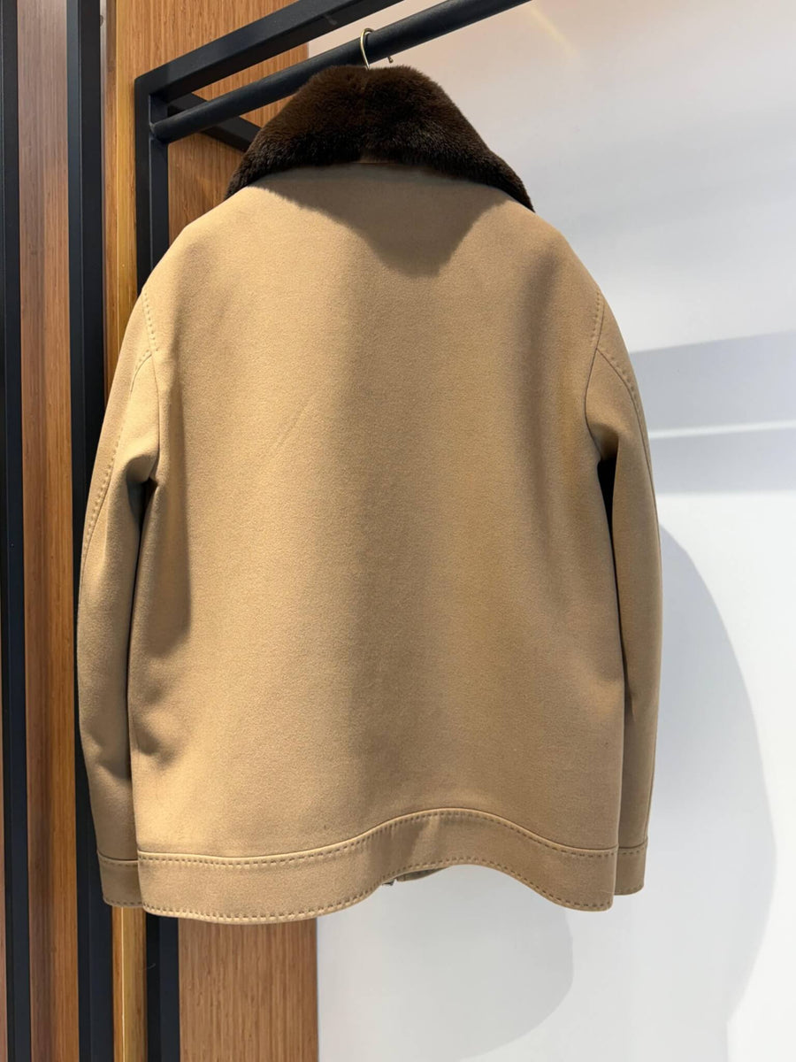 Men’s Cashmere Jacket with Rex Fur Lapel