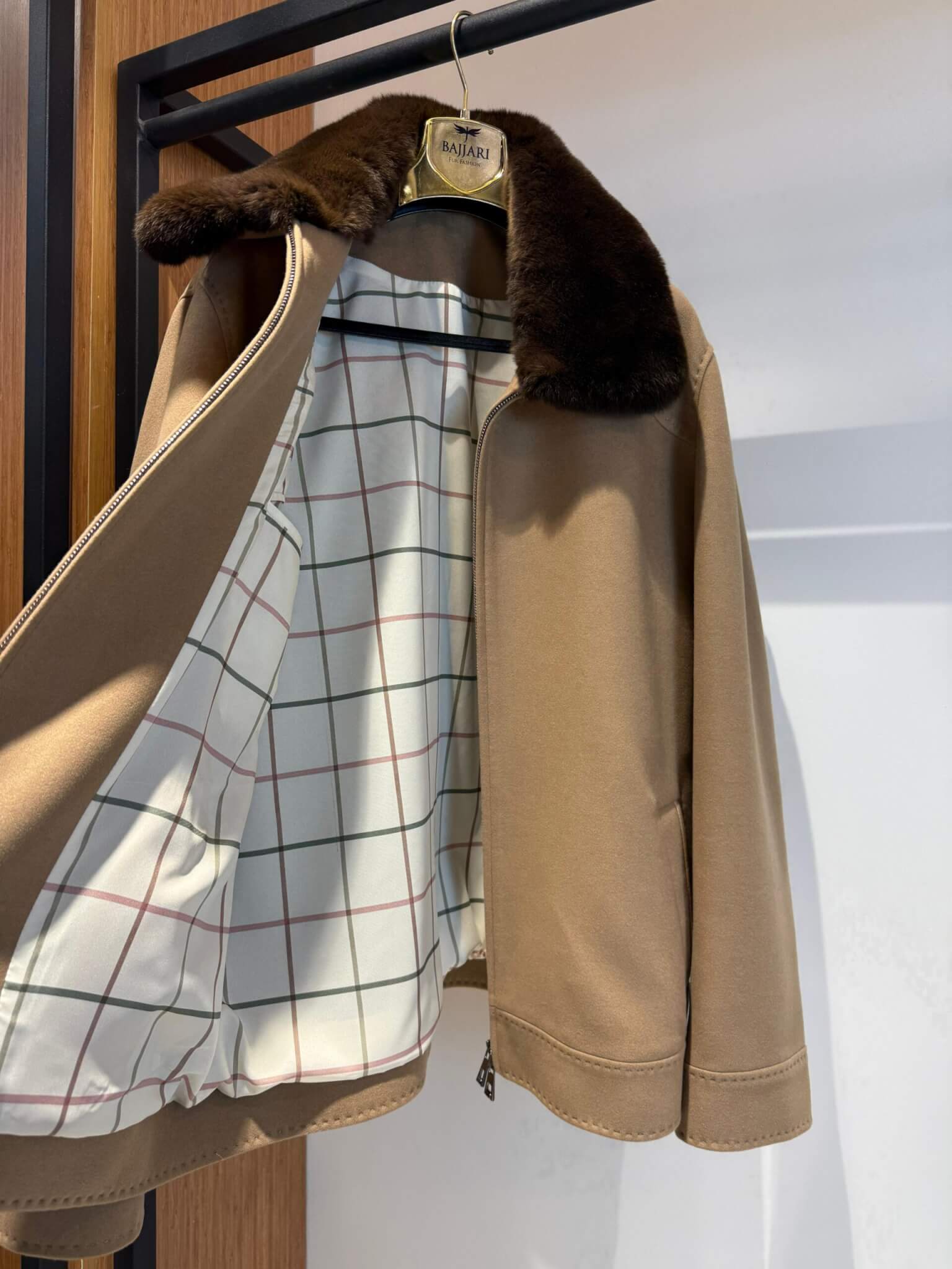 Men’s Cashmere Jacket with Rex Fur Lapel