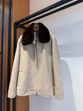 Men’s Cashmere Jacket with Rex Fur Lapel
