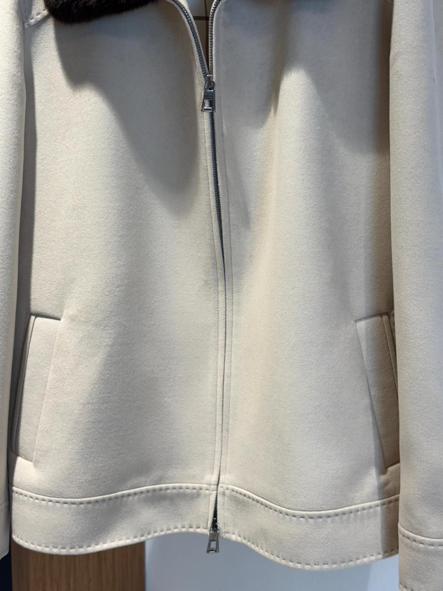 Men’s Cashmere Jacket with Rex Fur Lapel