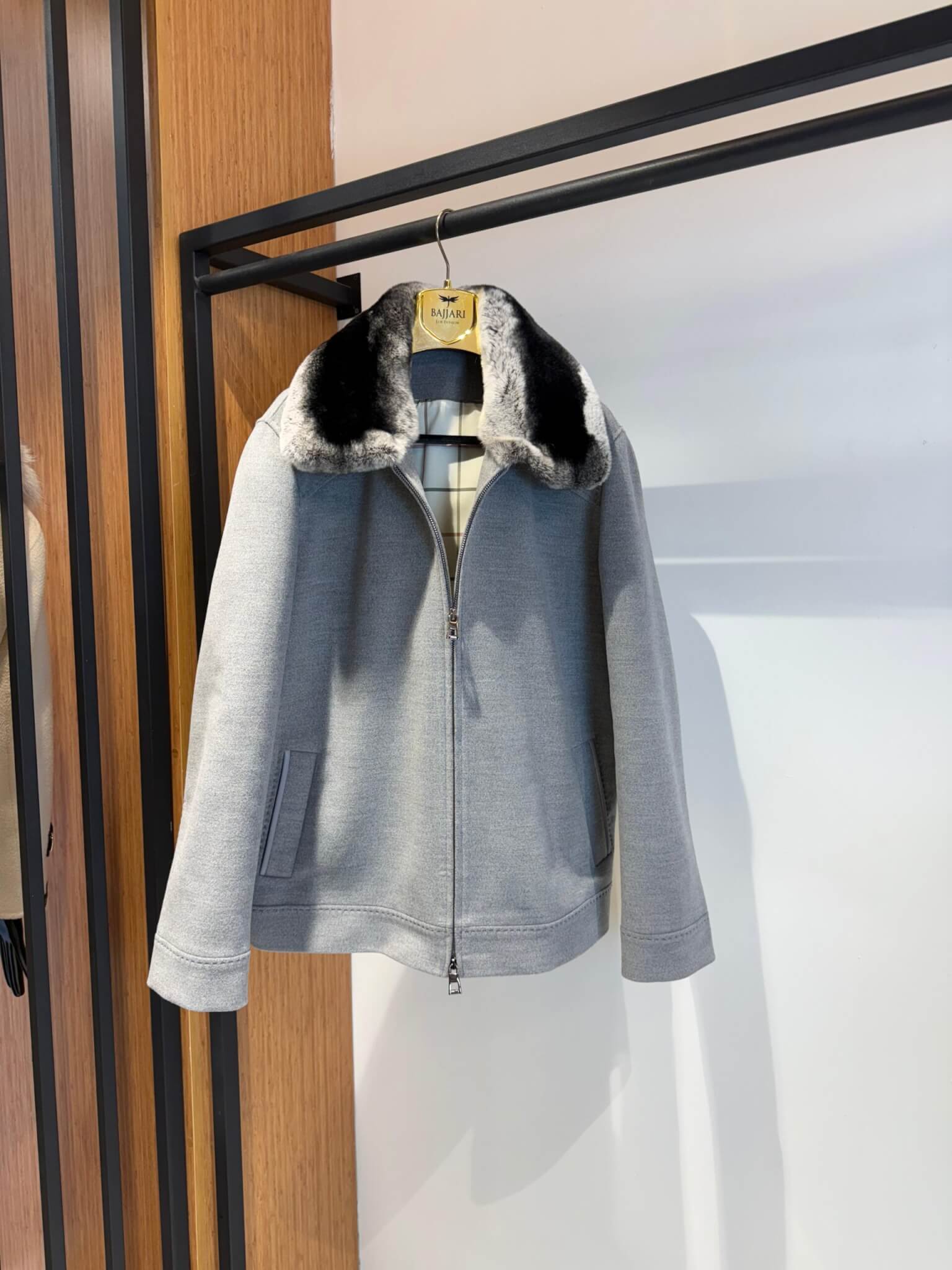 Men’s Cashmere Jacket with Rex Fur Lapel