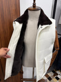 Cashmere Men's Vest with Real Rabbit Fur Trim