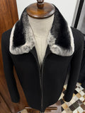 Genuine Rabbit Rex Fur Collar and Cashmere Touch Winter Men's Jacket