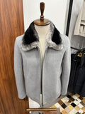 Genuine Rabbit Rex Fur Collar and Cashmere Touch Winter Men's Jacket