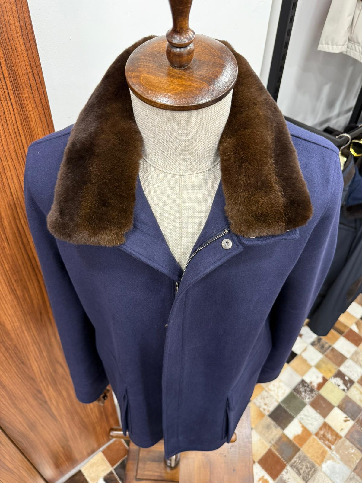 Removable Collar Rabbit Rex Fur Trimmed Cashmere Men's Jacket